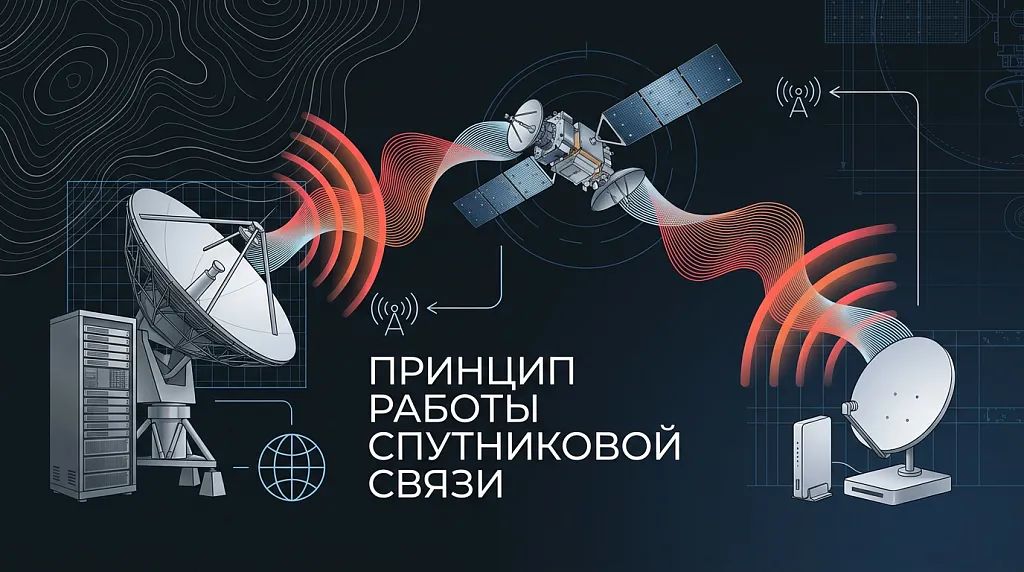 Схема принципа работы спутниковой связи