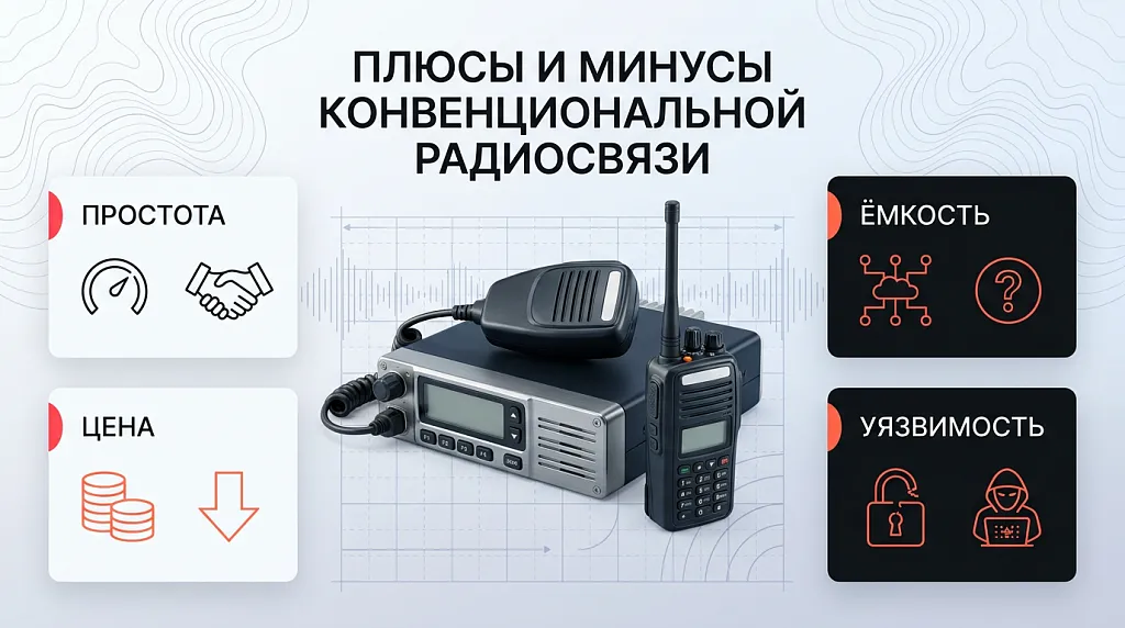 Плюсы и минусы конвенциональной радиосвязи.